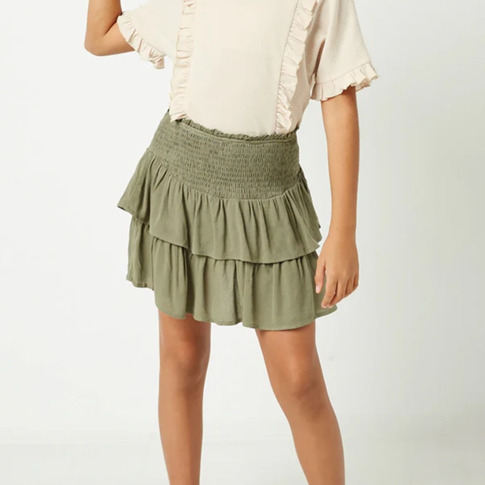 NWT Hayden Girls Olive Smock Skirt